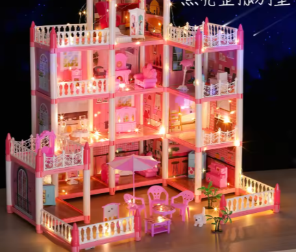  Nhà Búp Bê 2 Tầng Full Nội Thất, 34x35cm, bé sáng tạo kể chuyện 