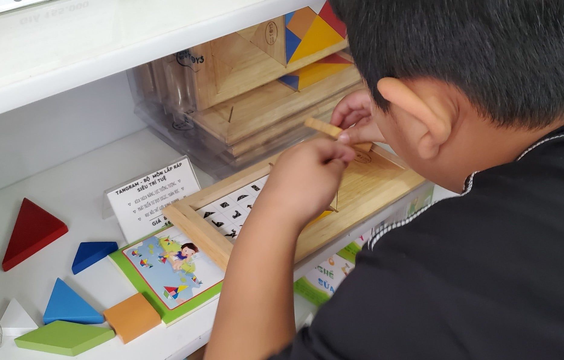  Đồ chơi gỗ ghép hình tangram 7 miếng winwintoys, kèm sách hướng dẫn 