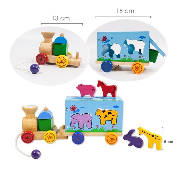  Đồ chơi vận động bằng gỗ cao cấo cho  Xe lửa chở thú Winwintoys 