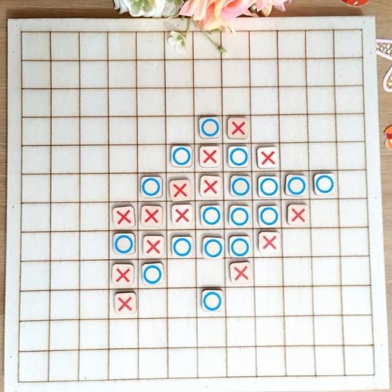  Board game Cờ caro bằng gỗ kèm 2 hộp thẻ X0 