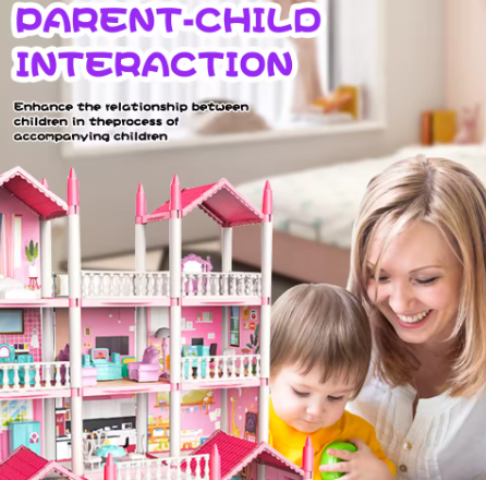  Nhà Búp Bê 2 Tầng Full Nội Thất, 34x35cm, bé sáng tạo kể chuyện 