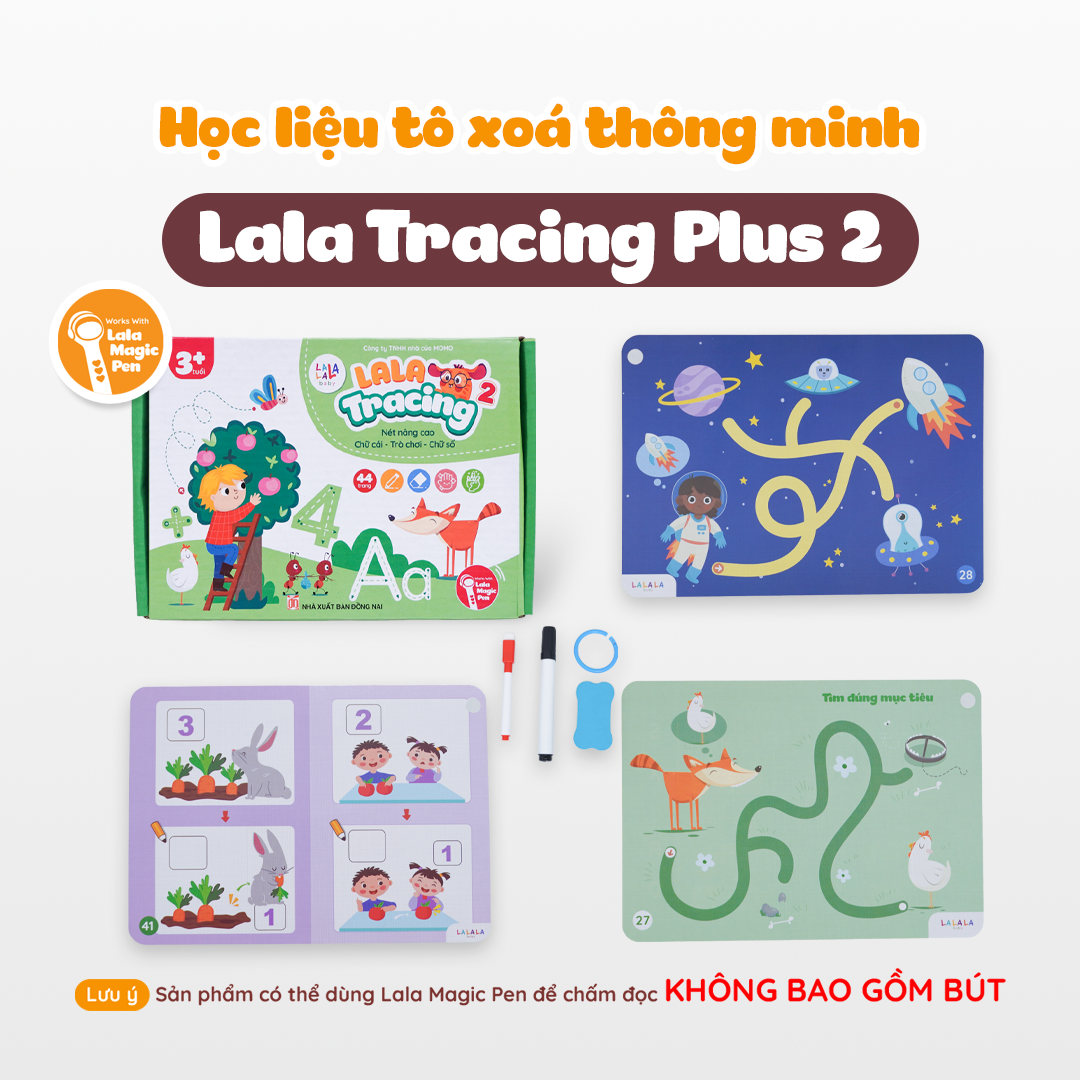  Hộp sách Lala Tracing nâng cao, luyện viết tiếng Việt tiền tiểu học, bôi xóa được 