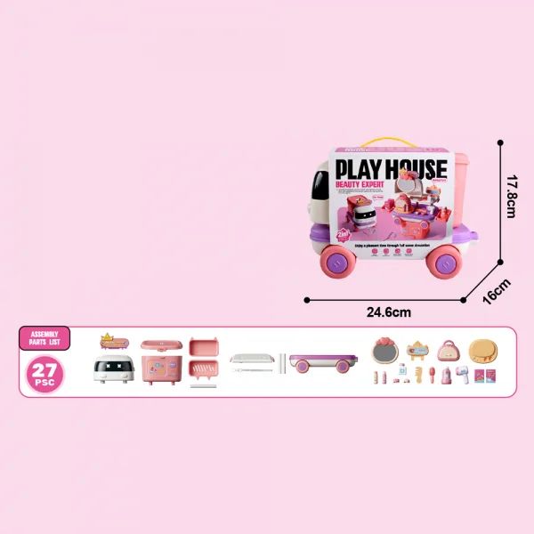  Bộ đồ chơi trang điểm cho bé gái kết hợp xe kéo 2in1 