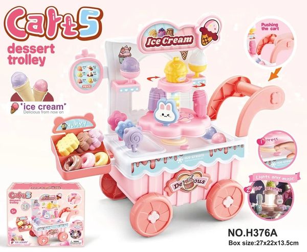  Xe Đẩy Kẹo Kem 37 chi tiết cho bé gái, có đèn, nhạc 