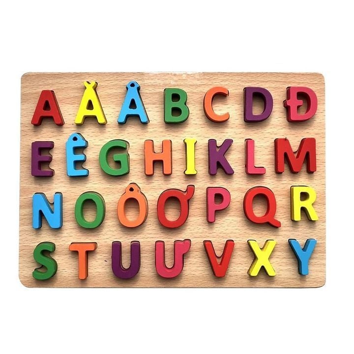  Bảng Chữ Cái Gỗ Học Tiếng Anh-Việt. Dạng Ghép Hình 3D 