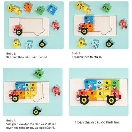  Ghép Hình Phương tiện giao thông Theo Số - Phát Triển Tư Duy Logic Cho Bé 