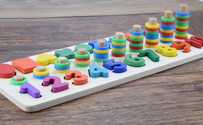  Bảng Gỗ Học Số, Hình Khối và Màu Sắc Đa Năng 