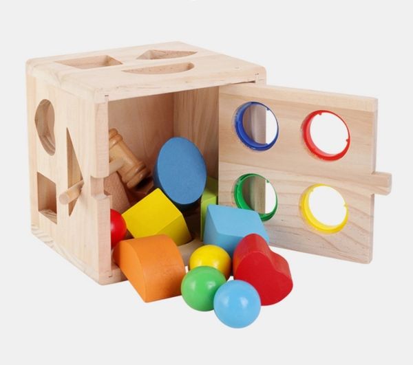  Hộp đồ chơi gỗ đập bóng thả hình khối 