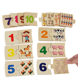  Đồ chơi gỗ ghép hình học số Number matching game, giúp bé học đếm thông qua hình ảnh 