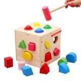 Hộp đồ chơi gỗ đập bóng thả hình khối 