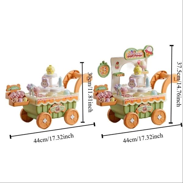  Xe Đẩy Kẹo Kem 37 chi tiết cho bé gái, có đèn, nhạc 