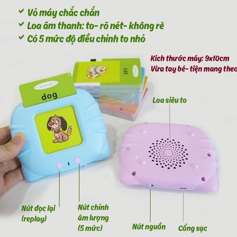  Máy Đọc Thẻ Flashcard Anh-Việt 3 Chế Độ Đọc: Song Ngữ Anh-Việt, Tiếng Anh, Tiếng Việt Kèm Phát Nhạc 