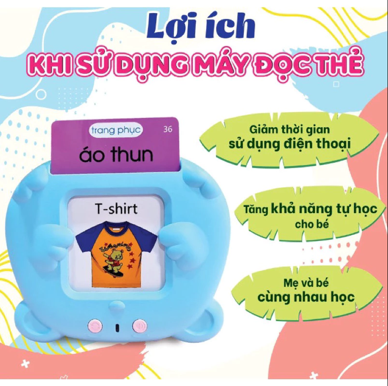  Máy Đọc Thẻ Flashcard Anh-Việt 3 Chế Độ Đọc: Song Ngữ Anh-Việt, Tiếng Anh, Tiếng Việt Kèm Phát Nhạc 