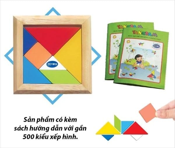  Đồ chơi gỗ ghép hình tangram 7 miếng winwintoys, kèm sách hướng dẫn 