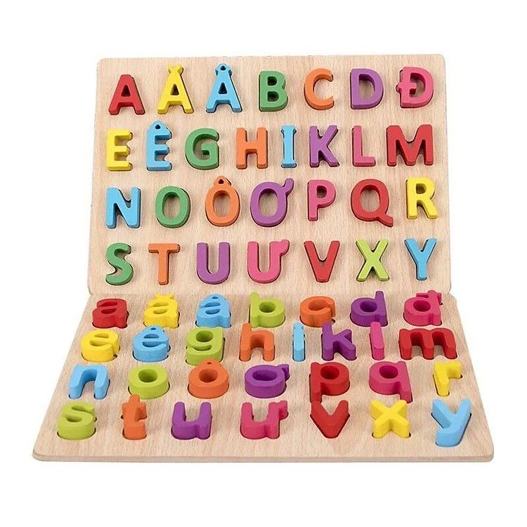  Bảng Chữ Cái Gỗ Học Tiếng Anh-Việt. Dạng Ghép Hình 3D 