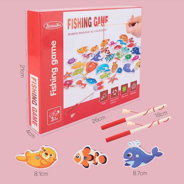  Hộp Đồ chơi gỗ Câu cá nam châm cao cấp 34 chi tiết 