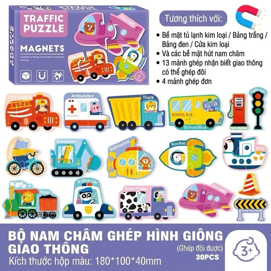  Bộ ghép nam châm chủ đề TRAFFIC PUZZLE 