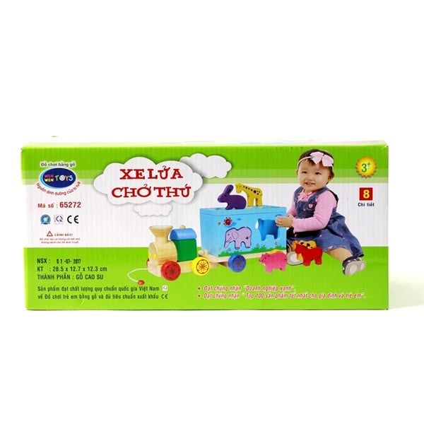  Đồ chơi vận động bằng gỗ cao cấo cho  Xe lửa chở thú Winwintoys 