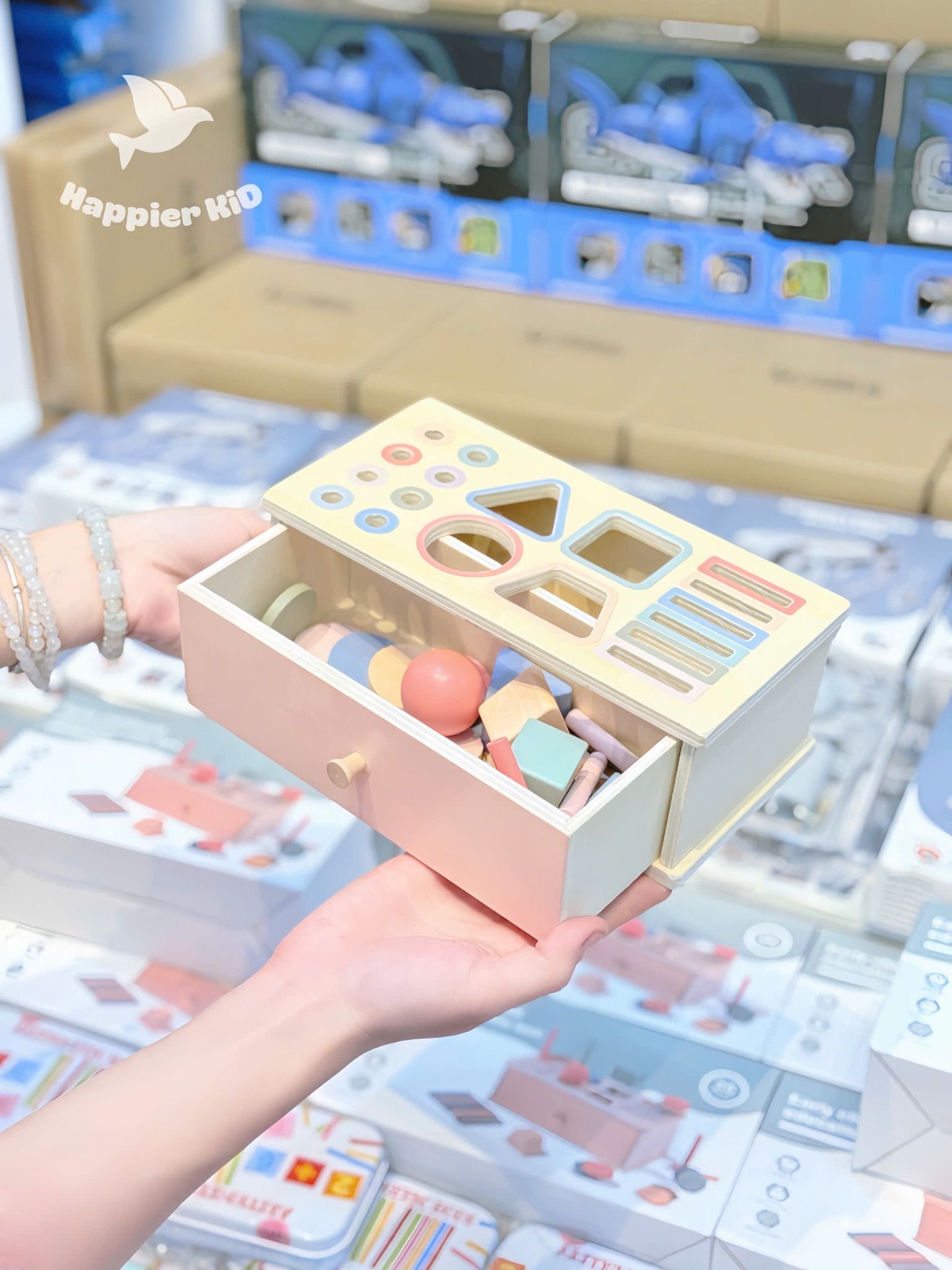  Hộp hình khối đa năng Montessori, đồ chơi gỗ tư duy cho bé 1+ 