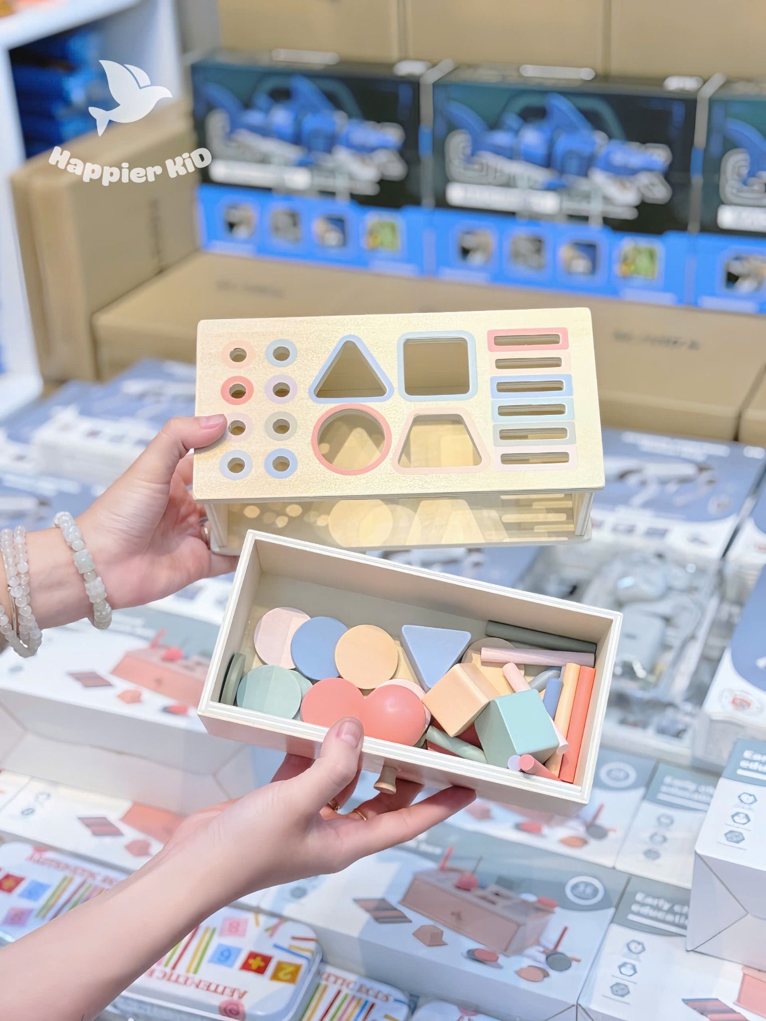  Hộp hình khối đa năng Montessori, đồ chơi gỗ tư duy cho bé 1+ 