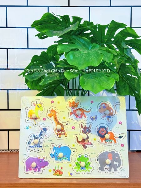  Bảng Ghép Hình Núm Gỗ Giáo Dục Sớm nhiều chủ đề 30x20 