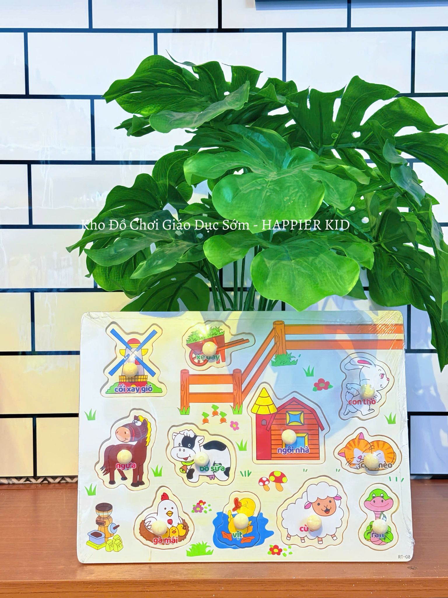  Bảng Ghép Hình Núm Gỗ Giáo Dục Sớm nhiều chủ đề 30x20 