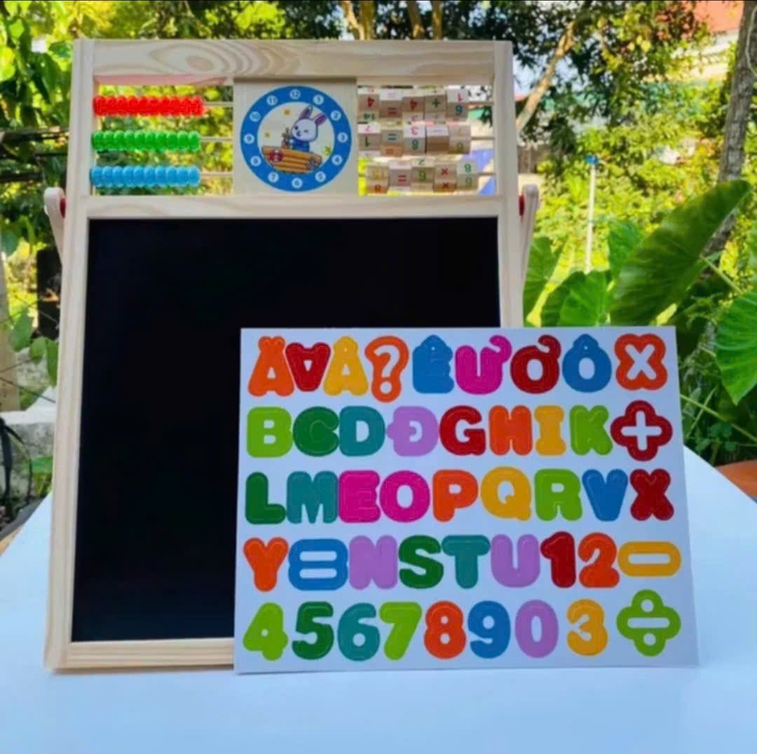  Bảng gỗ từ tính 2 mặt size to, ghép chữ Anh - Việt, số và phép tính 