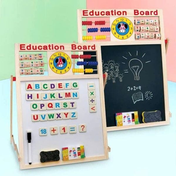  Bảng gỗ từ tính 2 mặt size to, ghép chữ Anh - Việt, số và phép tính 