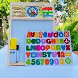  Bảng gỗ từ tính 2 mặt size to, ghép chữ Anh - Việt, số và phép tính 