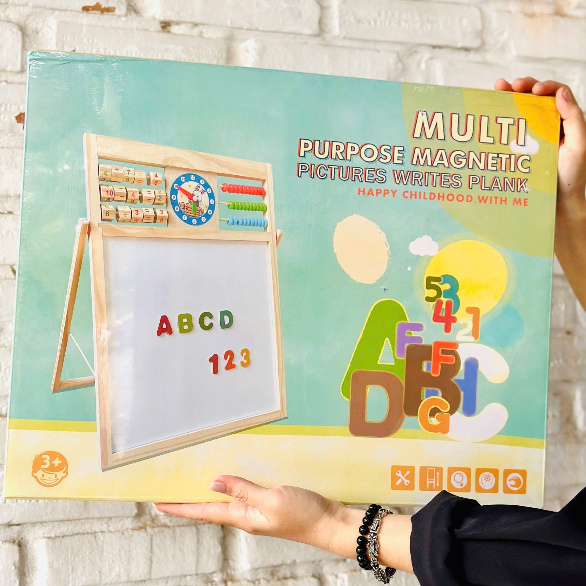  Bảng gỗ từ tính 2 mặt size to, ghép chữ Anh - Việt, số và phép tính 