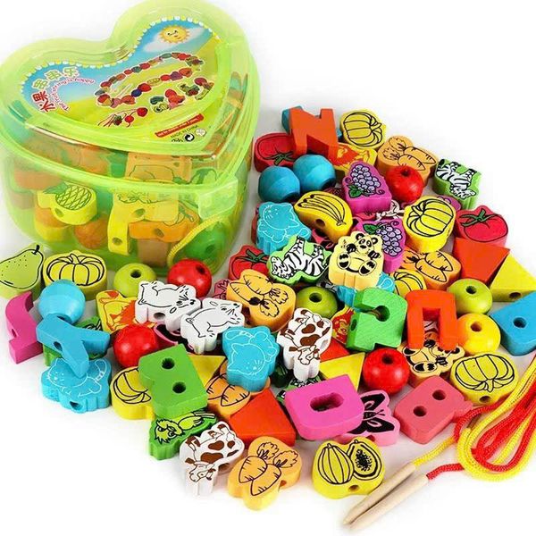  Hộp đồ chơi gỗ Montessori xâu 50 hạt cho bé từ 18 tháng 