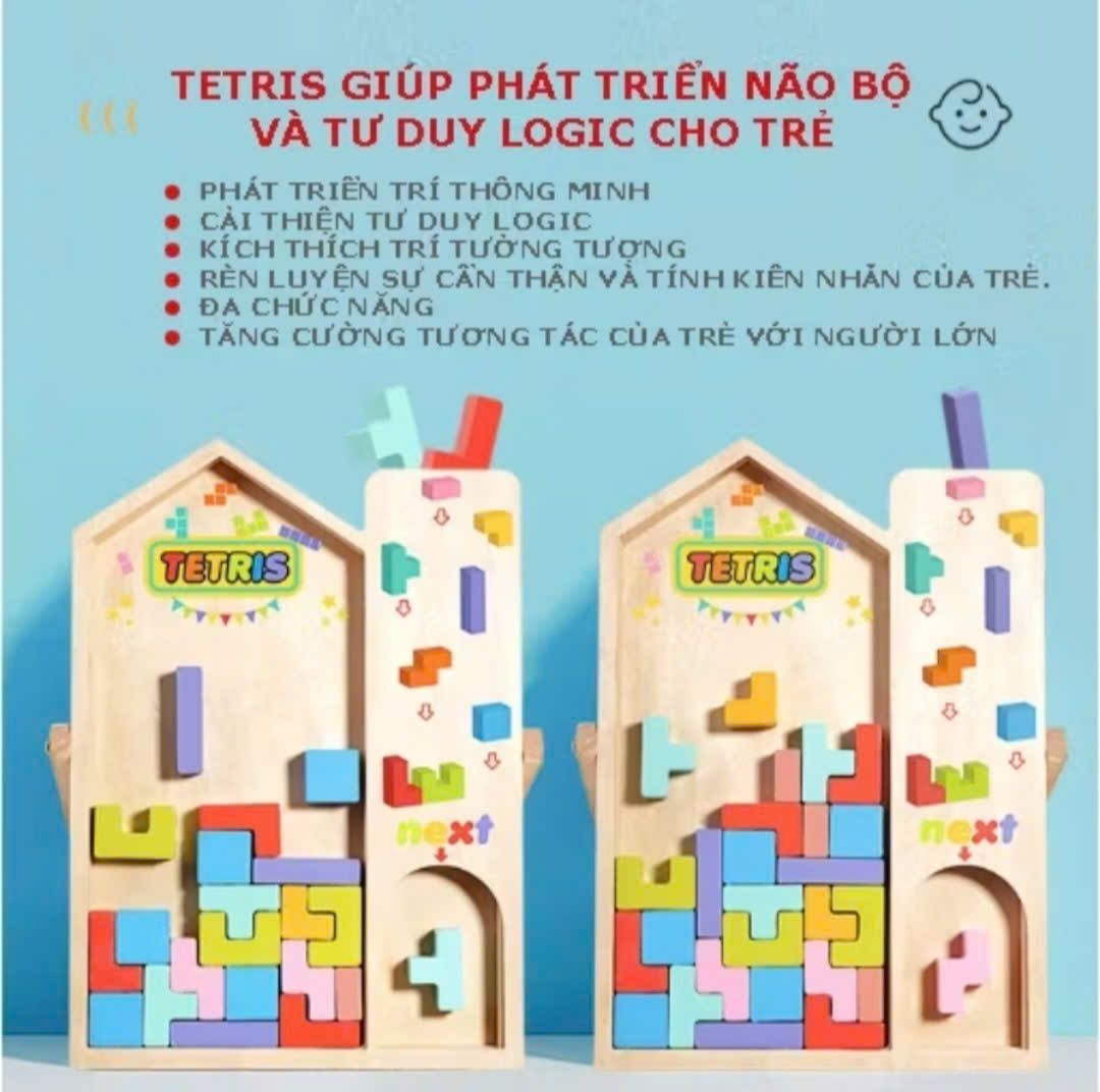  Đồ chơi gỗ xếp hình Tetris phát triển tư duy 