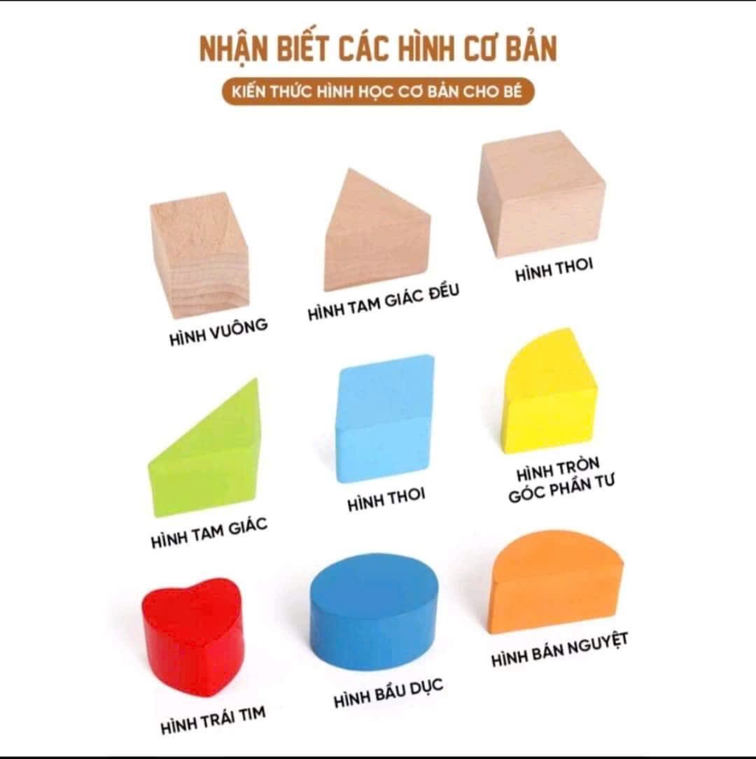  Hộp đồ chơi gỗ đập bóng thả hình khối 