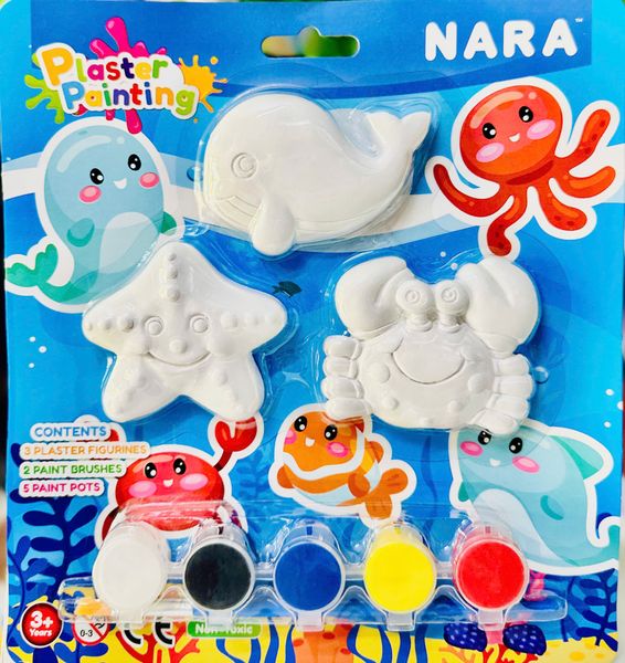  Bộ tô màu thạch cao NARA  3 tượng + 5 lọ màu + 2 cây cọ 