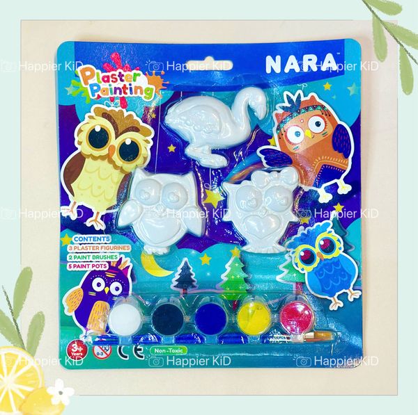  Bộ tô màu thạch cao NARA  3 tượng + 5 lọ màu + 2 cây cọ 