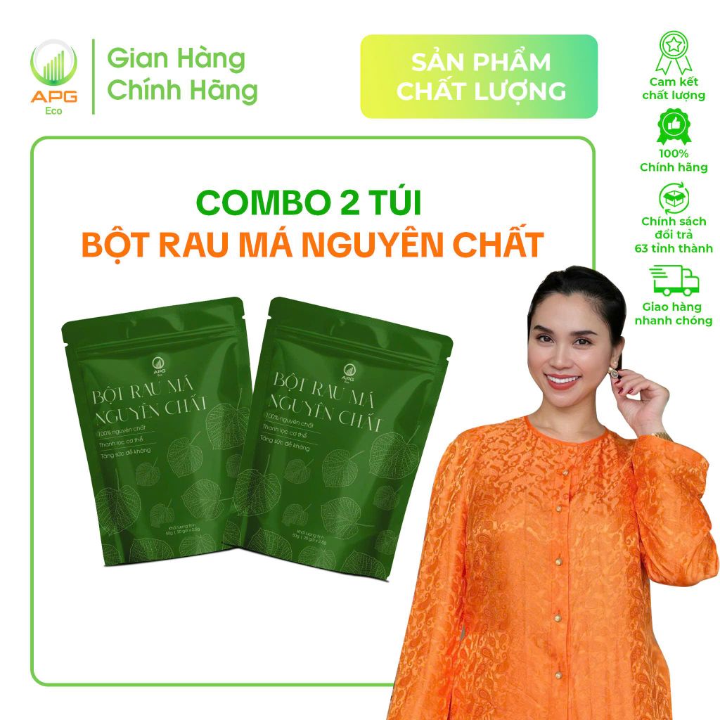 Combo 2 Túi Bột Rau Má Nguyên Chất APG ECO, Quy cách túi 2.5g x 20gói