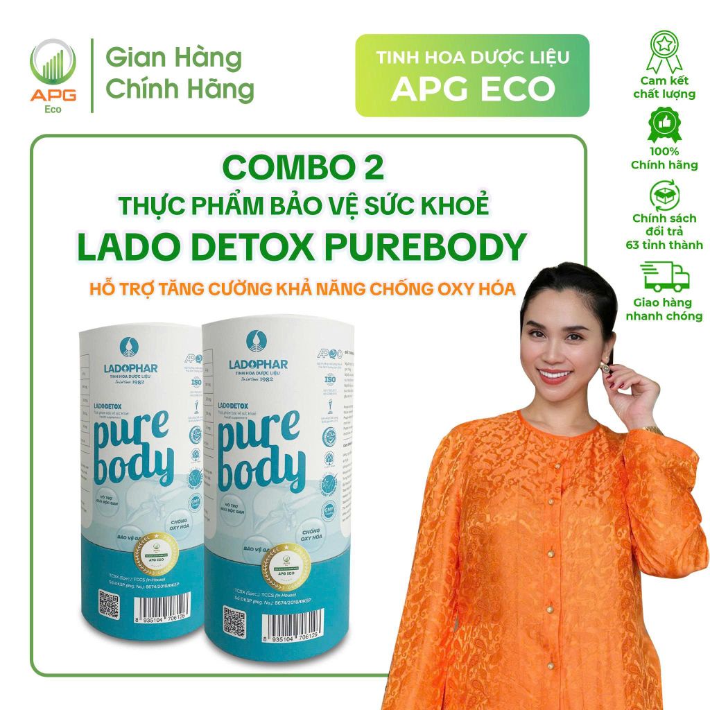 Combo 2 Hộp Ladodetox PureBody Hỗ trợ tự nhiên cho sức khoẻ, quy cách hộp 15ml x 24 gói