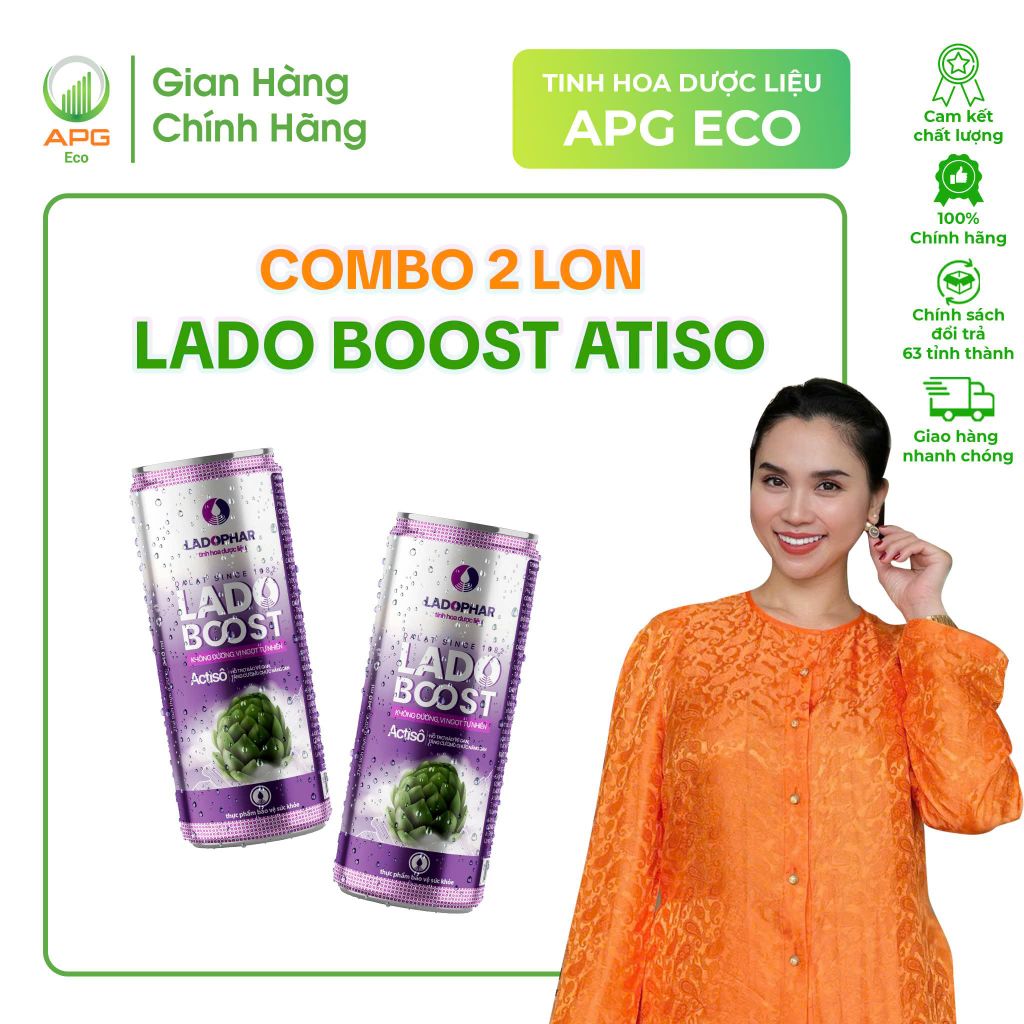 [LADOPHAR] Combo 2 Lon Nước Uống Actisô Lado Boost Ladopharma Lon 240ml