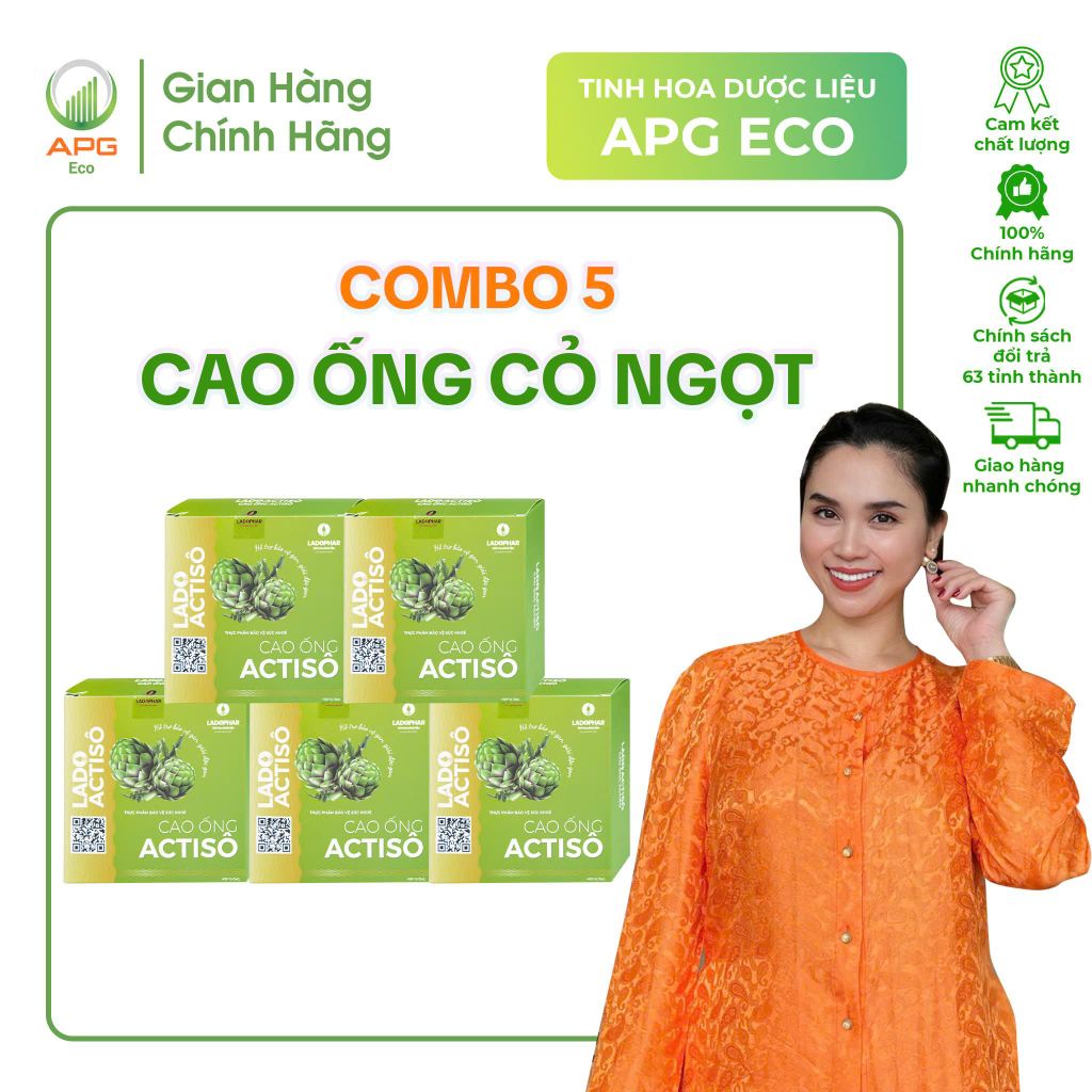 Combo 5 Cao ống Atisô Có Cỏ Ngọt (10 ống x 10ml)
