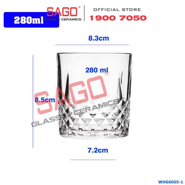 WHG6005 - Ly Thủy Tinh WHG Whisky Rock Glass 280ml | Thủy Tinh Cao Cấp 