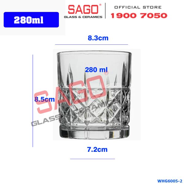  WHG6005 - Ly Thủy Tinh WHG Whisky Rock Glass 280ml | Thủy Tinh Cao Cấp 