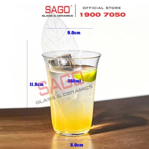  VIR 3070 - Ly Thủy Tinh Virote Borosilicate Flared Mouth High Ball Glass 360ml | Thủy Tinh Cao Cấp 