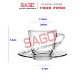  Ocean ( P01641 + P01671 ) - Bộ Tách Thủy Tinh Ocean CAFE KENYA CUP 245ml ( Tách + Dĩa ) | Nhập Khẩu Thái Lan 