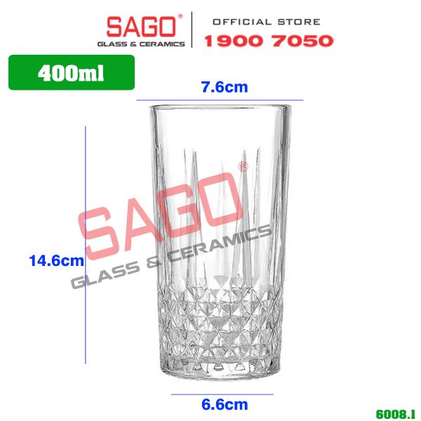  WHG6008 - Ly Thủy Tinh WHG Whisky Hi Ball Glass 400ml | Thủy Tinh Cao Cấp 