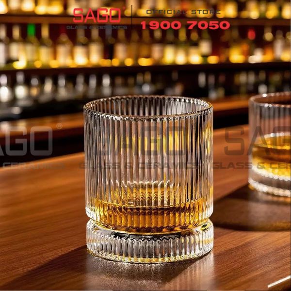  INS GS-105-2 - Ly Thủy Tinh INS Stripes Mark Rock Glass 350ml | Thủy Tinh Cao Cấp 