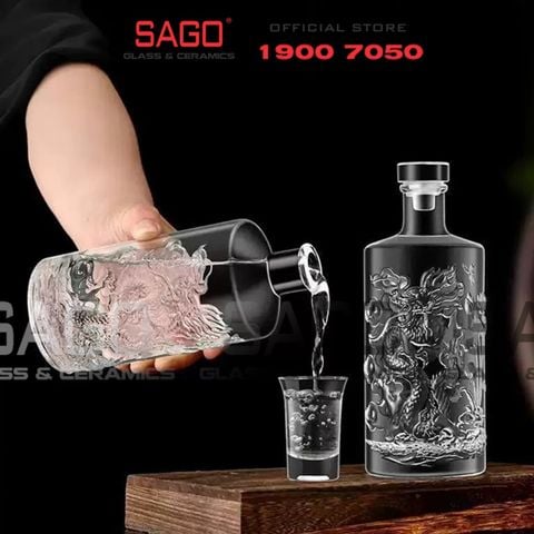  Bình Chiết Rượu , Bình Ngâm Rượu Rồng 500ml | Nắp Thủy Tinh Cao Su 