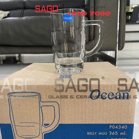  Ocean P04340 - Ly Thủy Tinh Ocean Belly Mug Glass 365ml | Nhập Khẩu Thái Lan 