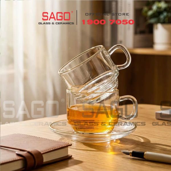  LG-311807.755 - Bộ Tách Thủy Tinh Lucky Stack Tea Cup Glass 202ml | Nhập Khẩu Thái Lan 