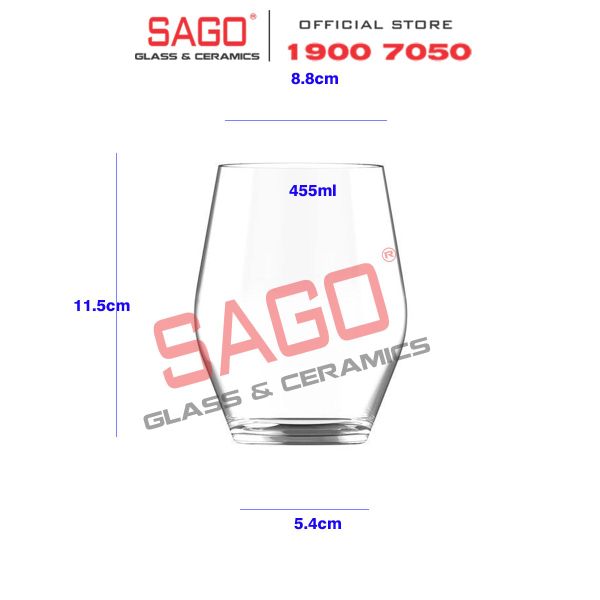  Ocean C24216 - Ly Thủy Tinh Ocean Santé Stemless 455ml | Nhập Khẩu Thái Lan 