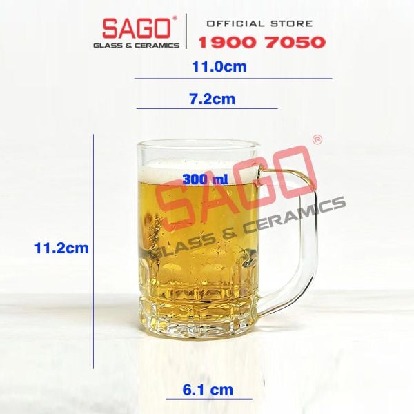  PG372 - Ly Thủy Tinh Prim Plaza Beer Mug 300ml | Nhập Khẩu Thái Lan 